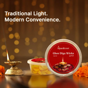 Pure Cow Ghee Diya Wicks (100 Pieces) – Ready-to-Use Puja Batti | 99Pandit