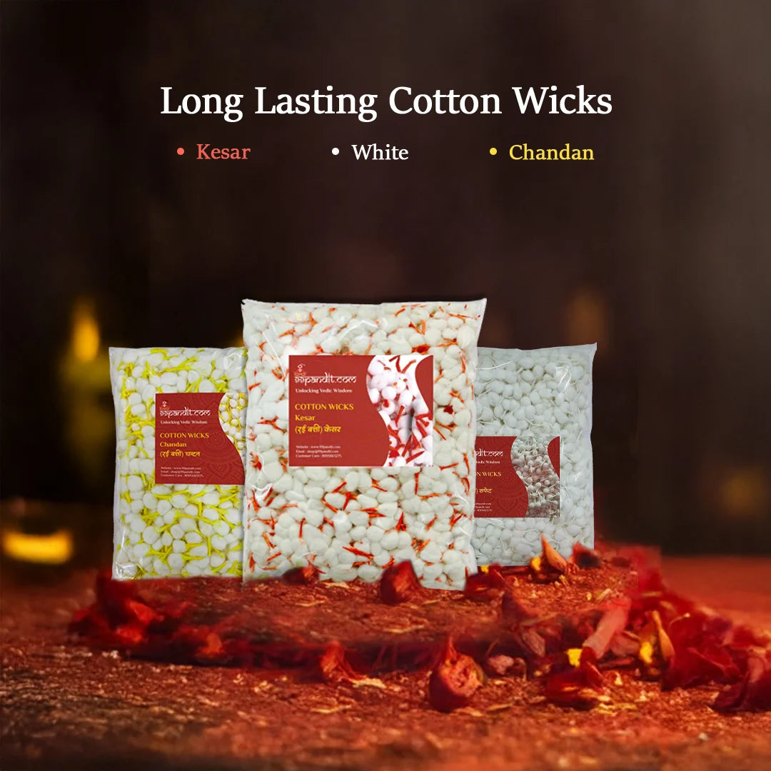 High Quality Cotton Wicks - Kesar for Daily Puja (2100 Pieces)