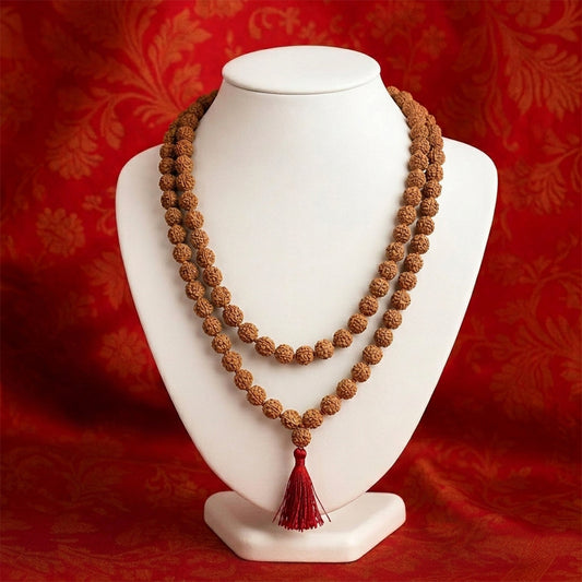 Natural Rudraksha String Mala 5 Face 7 mm (Lab Certified)