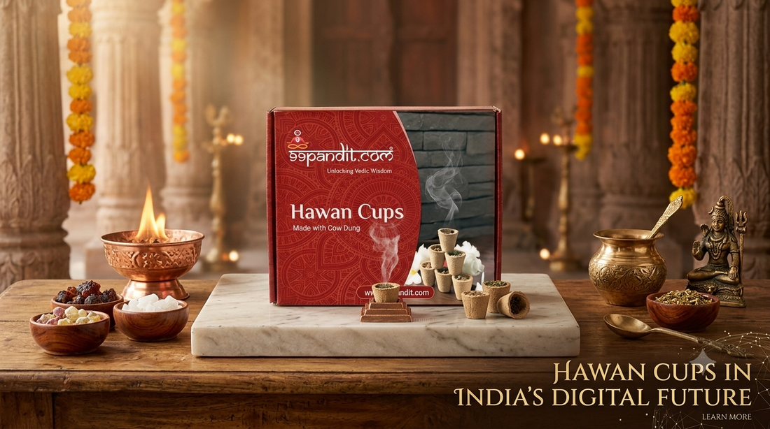 Dhoop cups pack from 99Pandit with burning dhoop cups and brass diyas for pooja