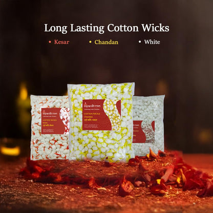 99Pandit Handmade Round Cotton Wicks (Phool Batti) | 500 Pieces Pack for Pooja & Aarti