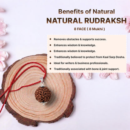 Natural Rudraksha Pendant 8 Face (Lab Certified)
