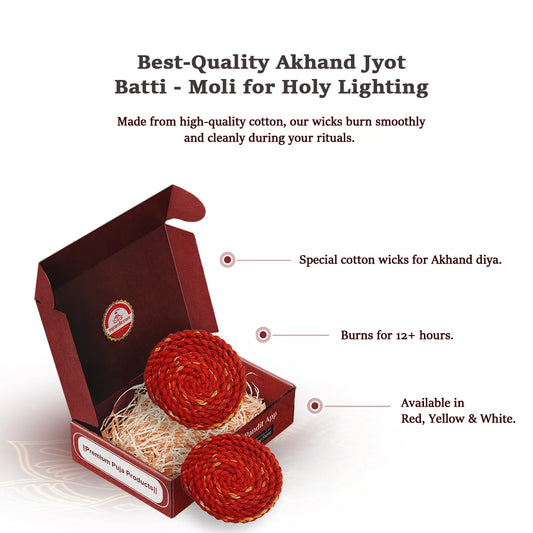Best-Quality Akhand Jyot Batti - Moli for Holy Lighting