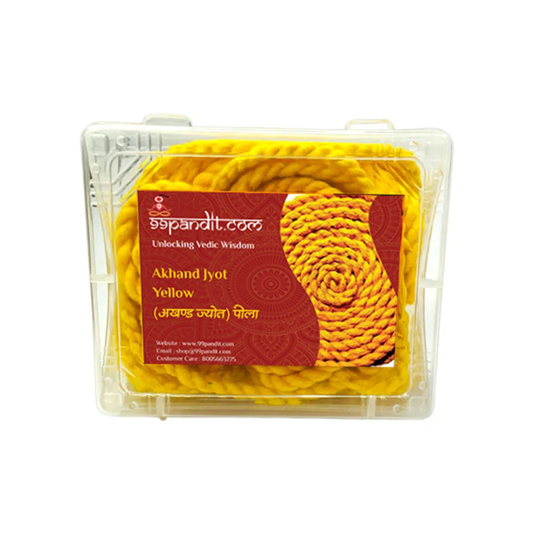 Long Lasting Akhand Jyot Batti - Yellow for Temples & Home Puja