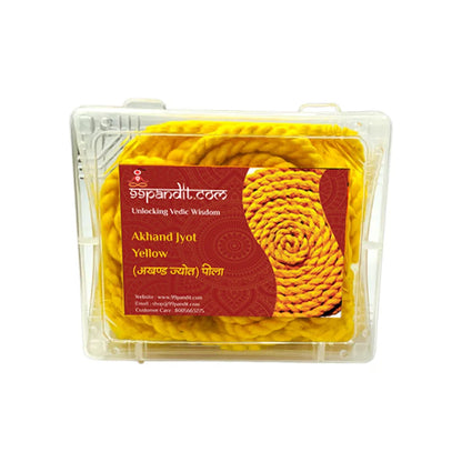 Long Lasting Akhand Jyot Batti - Yellow for Temples & Home Puja