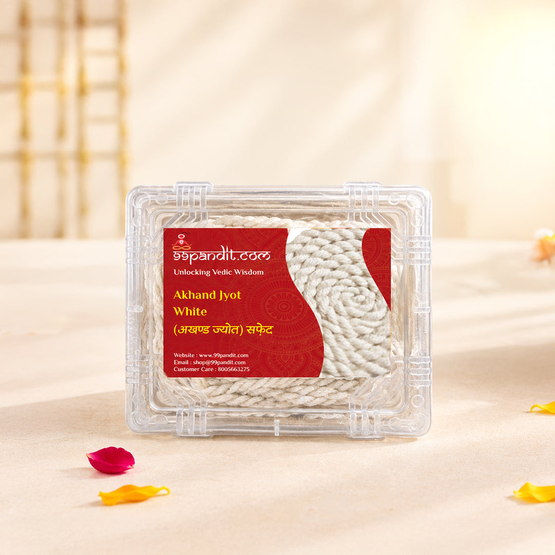 Premium Cotton Akhand Jyot Batti - White for Worship Rituals
