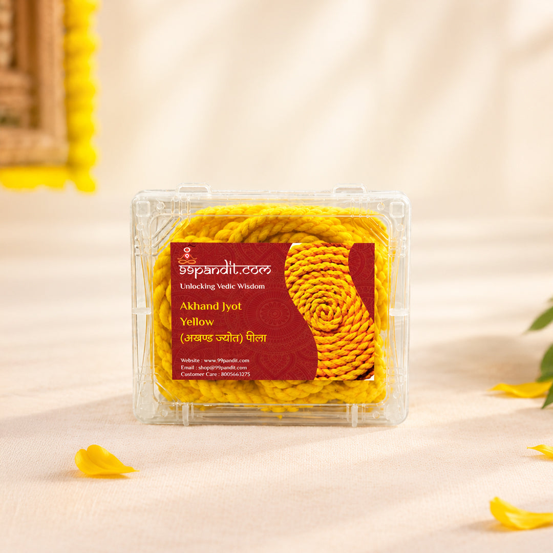 Long Lasting Akhand Jyot Batti - Yellow for Temples & Home Puja