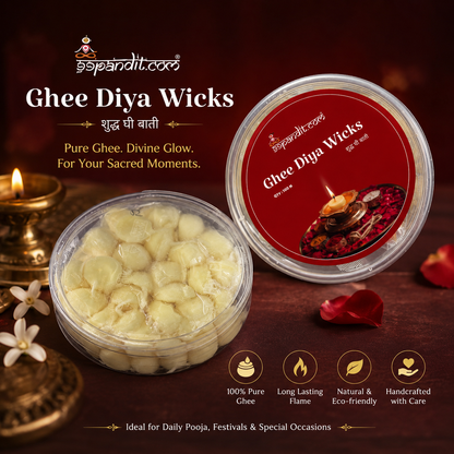 Pure Cow Ghee Diya Wicks (100 Pieces) – Ready-to-Use Puja Batti | 99Pandit
