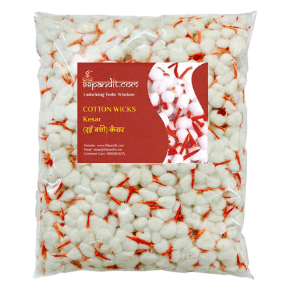 High Quality Cotton Wicks - Kesar for Daily Puja (2100 Pieces)