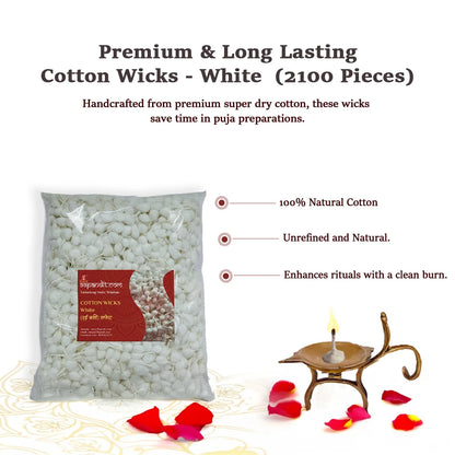 Premium & Long Lasting Cotton Wicks - White (2100 Pieces)