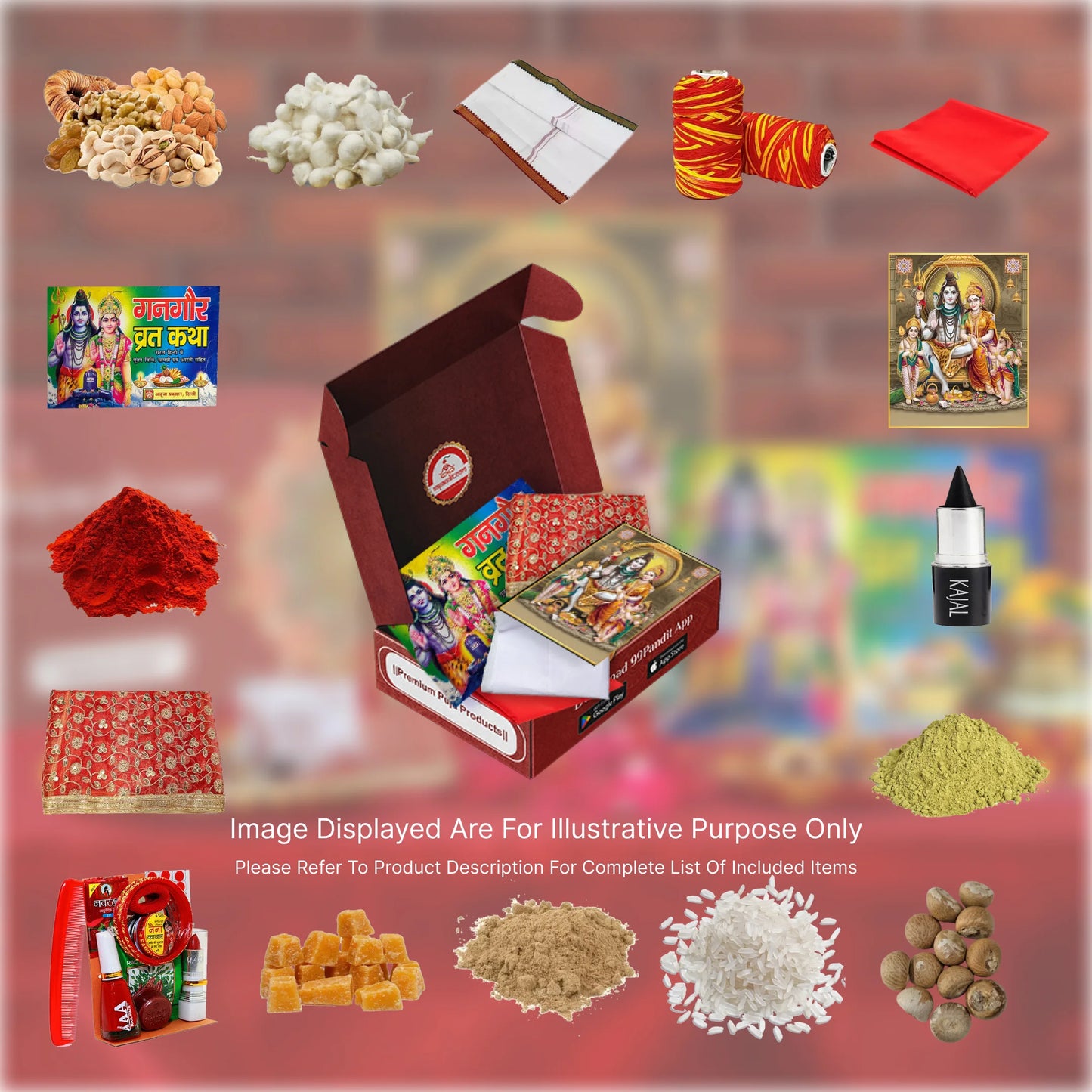 Premium Gauri Gangaur Puja Samagri Kit: Prepared for Worship