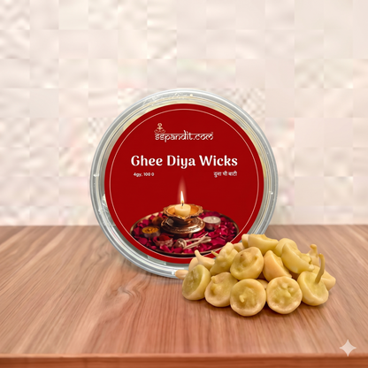 Pure Cow Ghee Diya Wicks (100 Pieces) – Ready-to-Use Puja Batti | 99Pandit