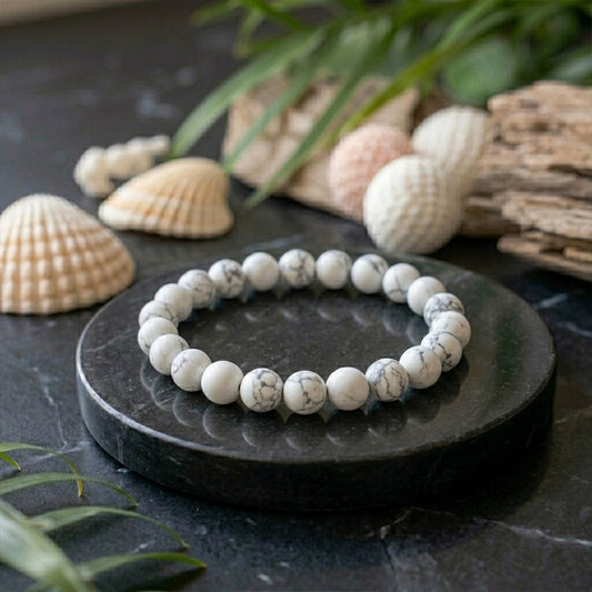 Natural Howlite Bracelet for Calm, Sleep & Stress Relief (Lab Certified)
