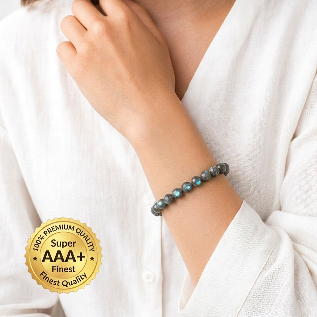 Natural Labradorite Bracelet for Intuition, Protection & Aura Shielding (Lab Certified)