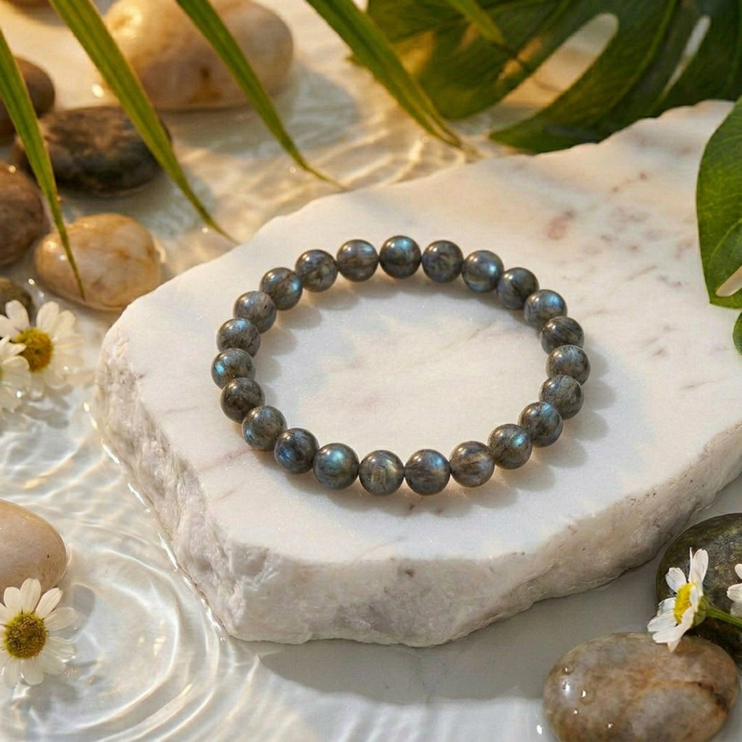 Natural Labradorite Bracelet for Intuition, Protection & Aura Shielding (Lab Certified)