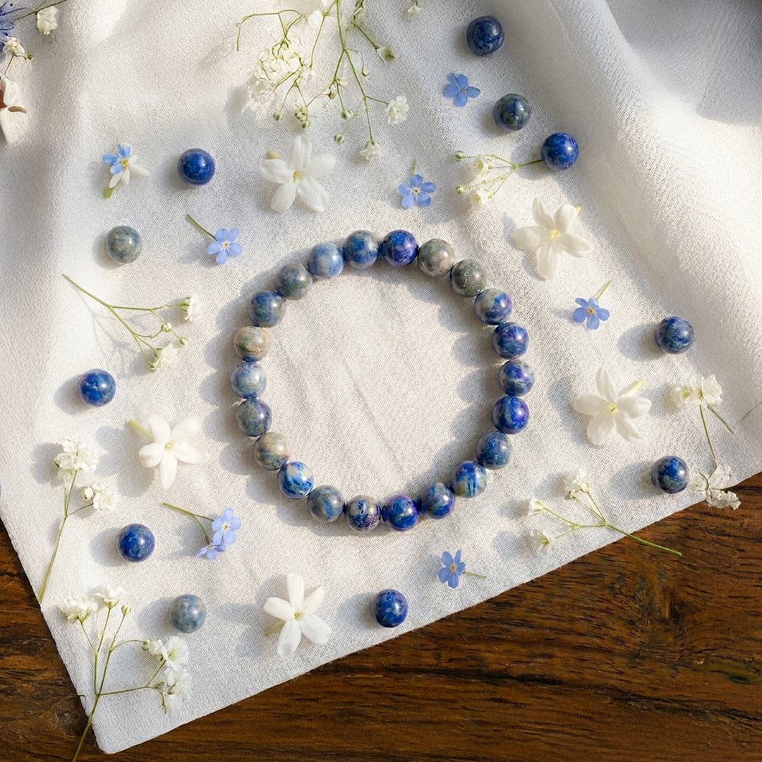 Natural Lapis Lazuli Bracelet for Wisdom, Expression & Mental Clarity (Lab Certified)