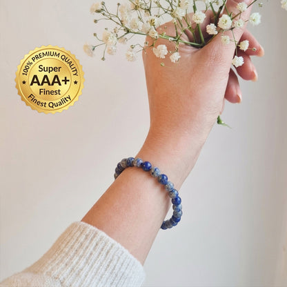 Natural Lapis Lazuli Bracelet for Wisdom, Expression & Mental Clarity (Lab Certified)