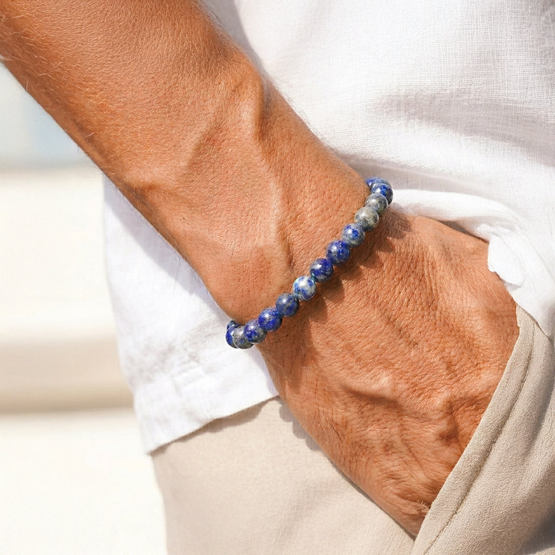 Natural Lapis Lazuli Bracelet for Wisdom, Expression & Mental Clarity (Lab Certified)