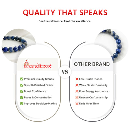 Natural Lapis Lazuli Bracelet for Wisdom, Expression & Mental Clarity (Lab Certified)