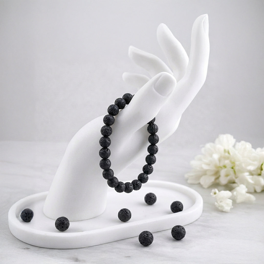 Natural Lava Stone Bracelet for Grounding, Strength & Anxiety Relief (Lab Certified)