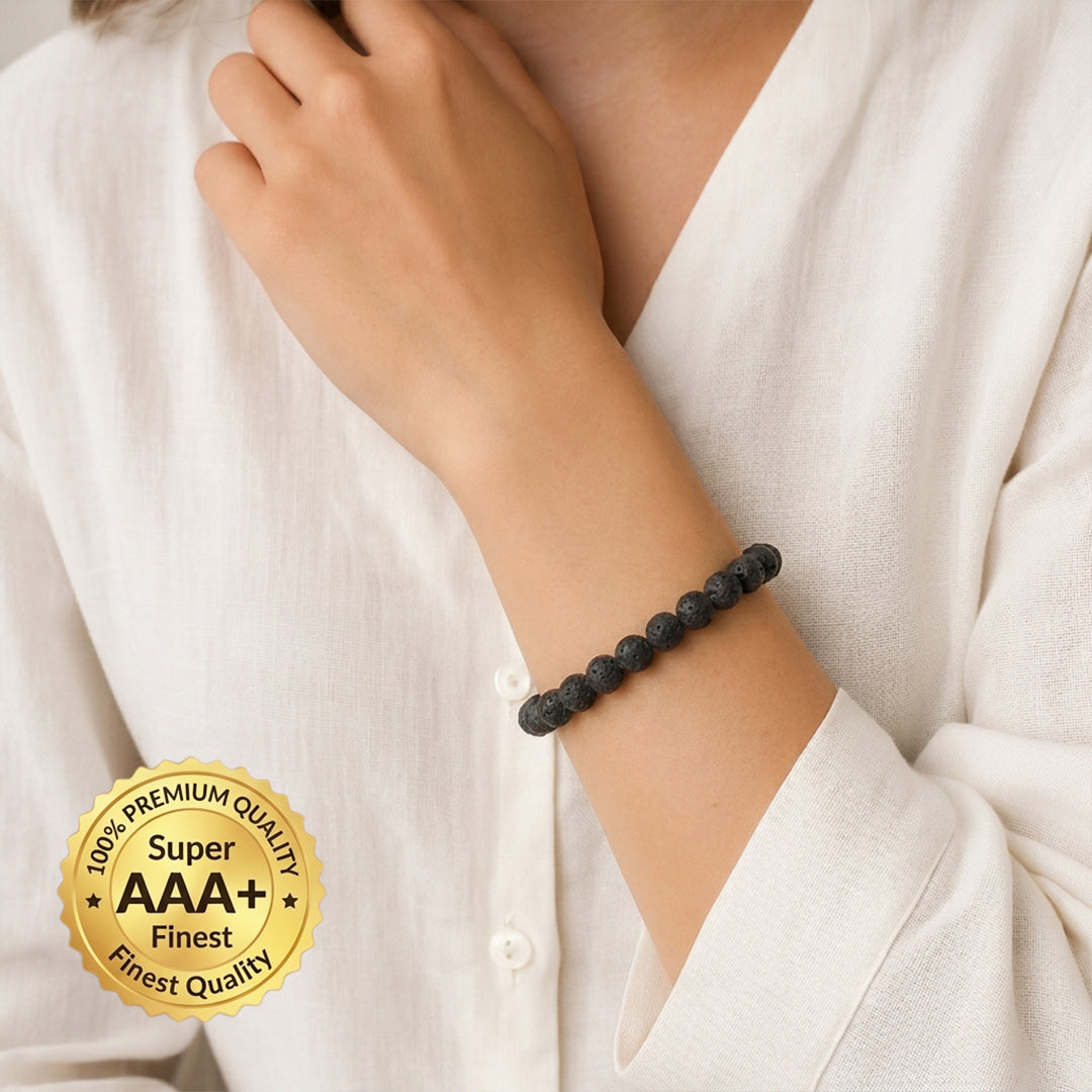 Natural Lava Stone Bracelet for Grounding, Strength & Anxiety Relief (Lab Certified)