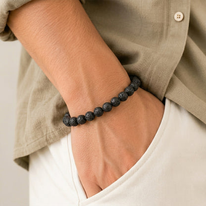 Natural Lava Stone Bracelet for Grounding, Strength & Anxiety Relief (Lab Certified)