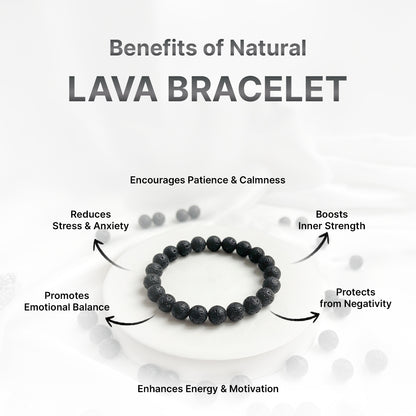 Natural Lava Stone Bracelet for Grounding, Strength & Anxiety Relief (Lab Certified)
