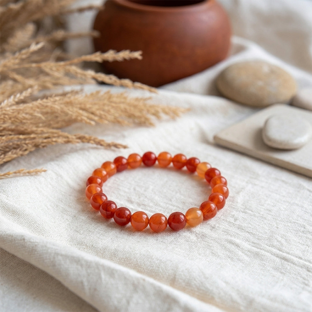 Natural Red Agate Bracelet for Courage, Protection & Energy (Lab Certified)