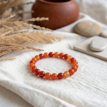 Natural Red Agate Bracelet for Courage, Protection & Energy (Lab Certified)