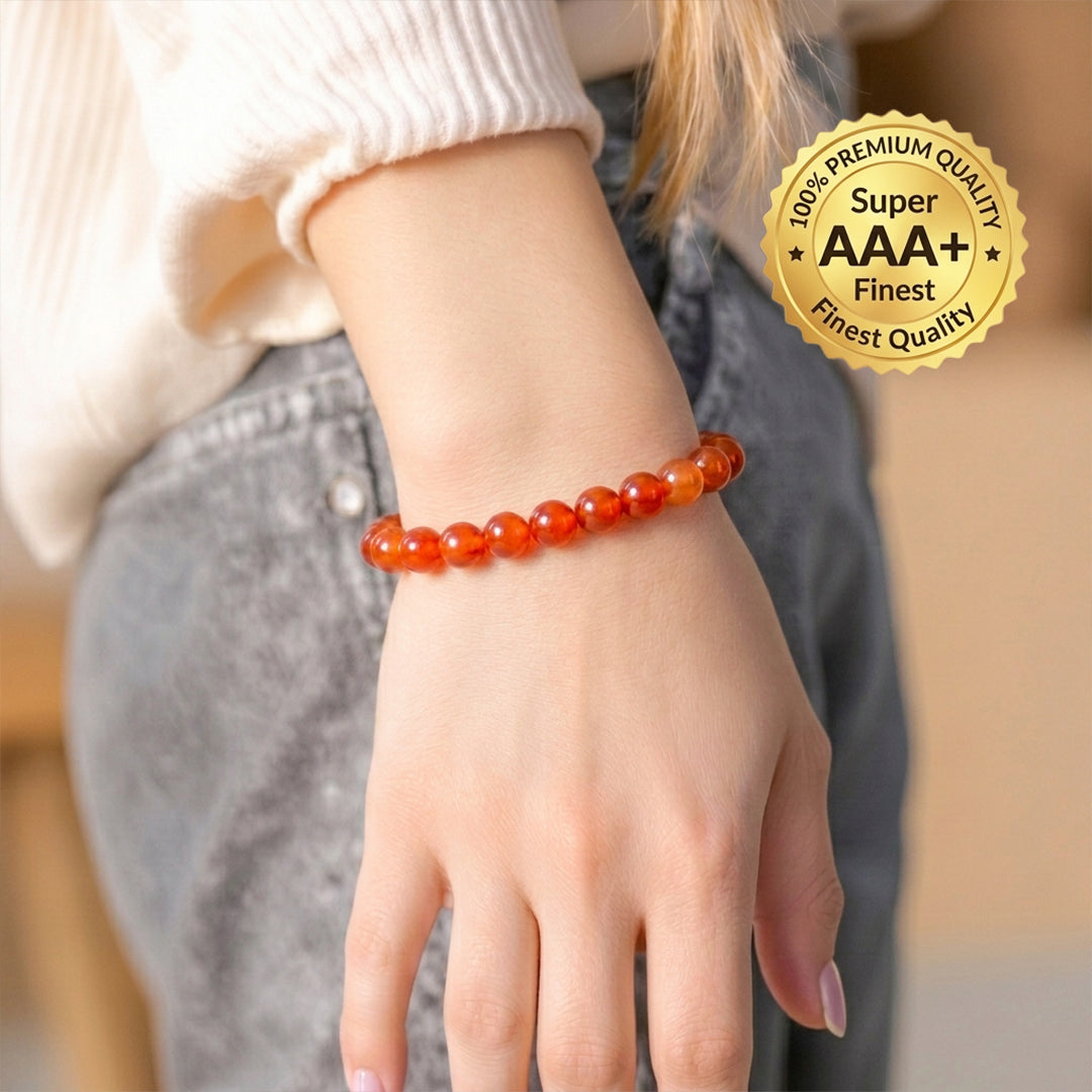 Natural Red Agate Bracelet for Courage, Protection & Energy (Lab Certified)