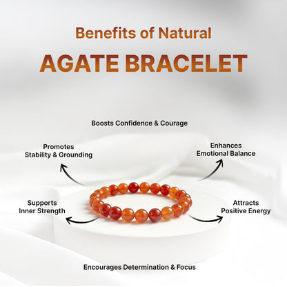 Natural Red Agate Bracelet for Courage, Protection & Energy (Lab Certified)