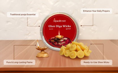 Premium Quality Ghee Diya Wicks for Traditional Rituals (50 Pieces)