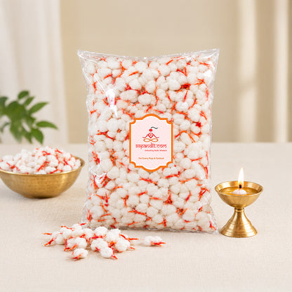 High Quality Cotton Wicks - Kesar for Daily Puja (2100 Pieces)