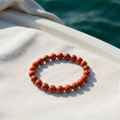 Natural Red Jasper Bracelet for Courage, Grounding & Emotional Balance (Lab Certified)