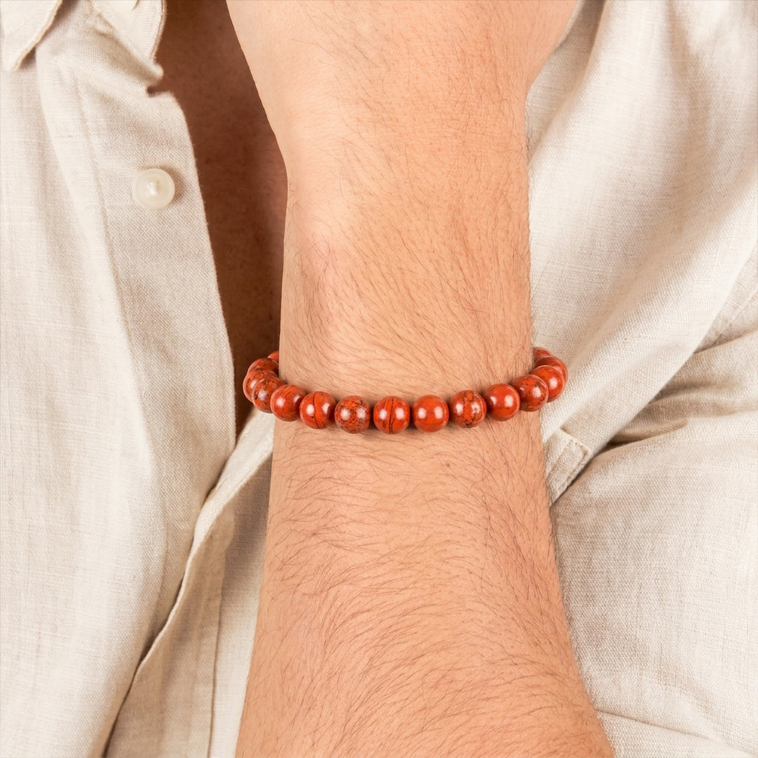 Natural Red Jasper Bracelet for Courage, Grounding & Emotional Balance (Lab Certified)