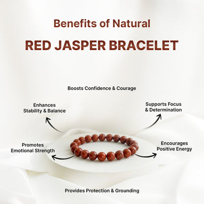 Natural Red Jasper Bracelet for Courage, Grounding & Emotional Balance (Lab Certified)