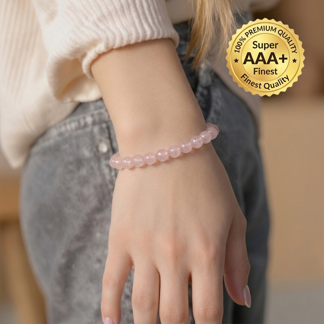 Zodiac Taurus Natural Rose Quartz Bracelet