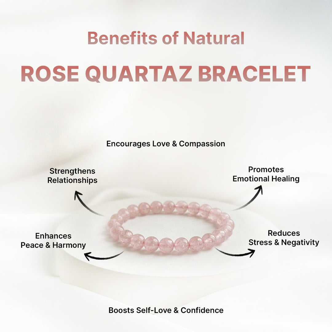 Zodiac Taurus Natural Rose Quartz Bracelet
