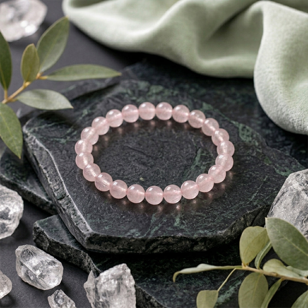 Zodiac Taurus Natural Rose Quartz Bracelet