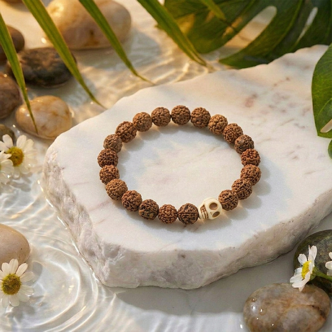 Natural Rudraksha Bracelet (5 Face with Mund) (Lab Certified)
