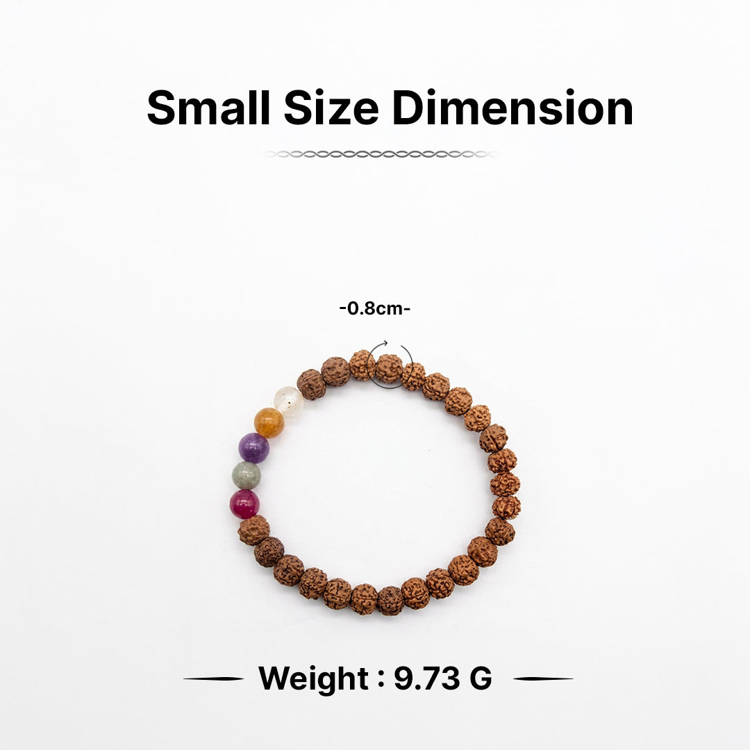 Natural Rudraksha Bracelet (5 Chakra Gemstones) (Lab Certified)