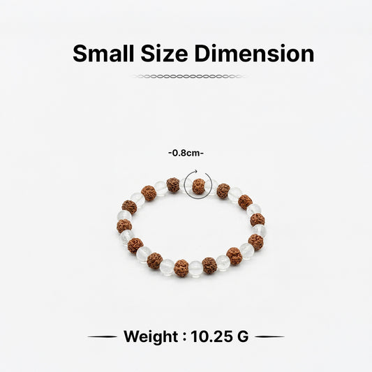Natural Rudraksha & Rock Crystal Bracelet (Lab Certified)
