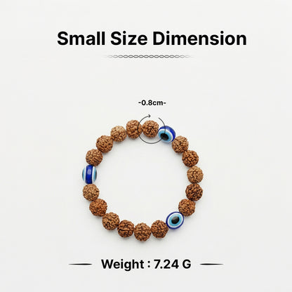 Natural Rudraksha Bracelet 5 Face with Evil Eye (Lab Certified)
