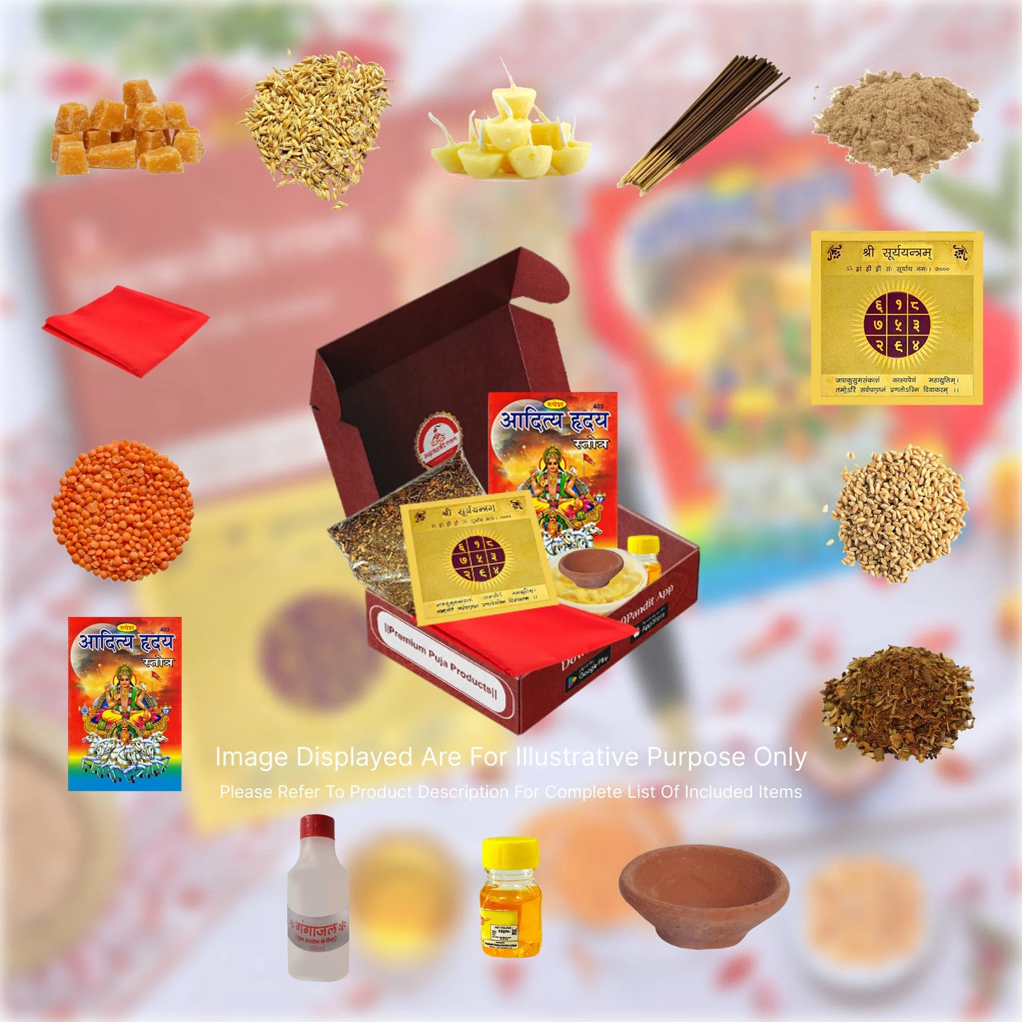 Vedic Surya Graha Shanti Puja Samagri Kit: All-in-One Set