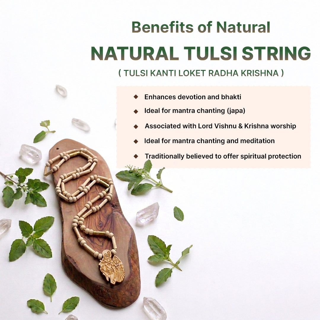 Natural Tulsi String Kanthi Locket Radha Krishna(Lab Certified)