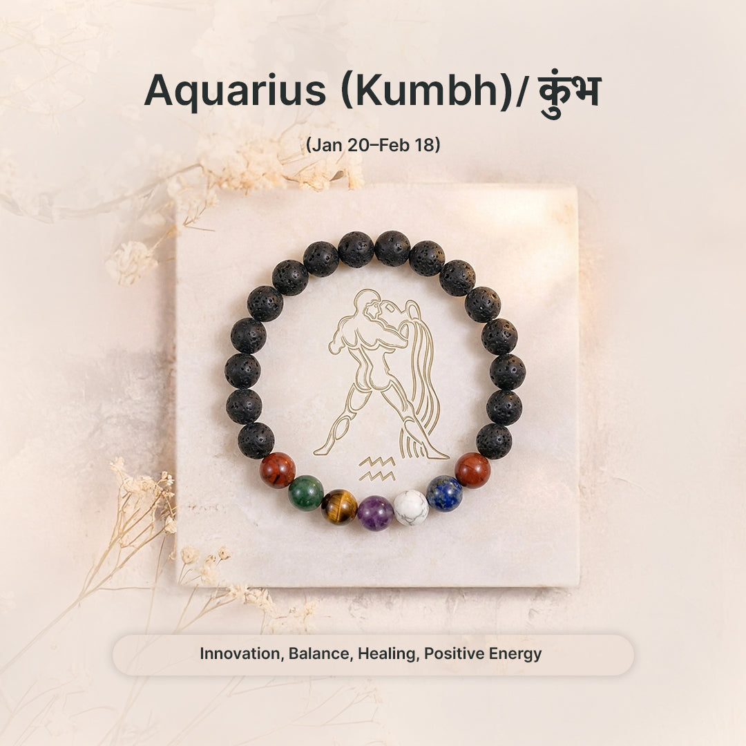 Zodiac Aquarius 7 Chakra Bracelet