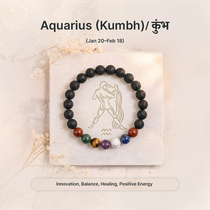 Zodiac Aquarius 7 Chakra Bracelet