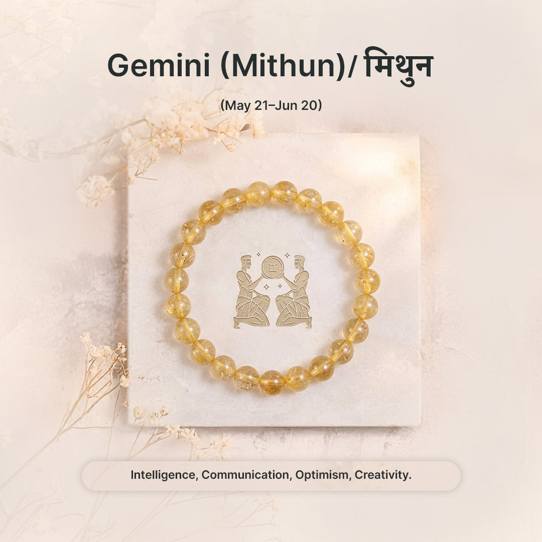 Zodiac Gemini Natural Citrine Bracelet