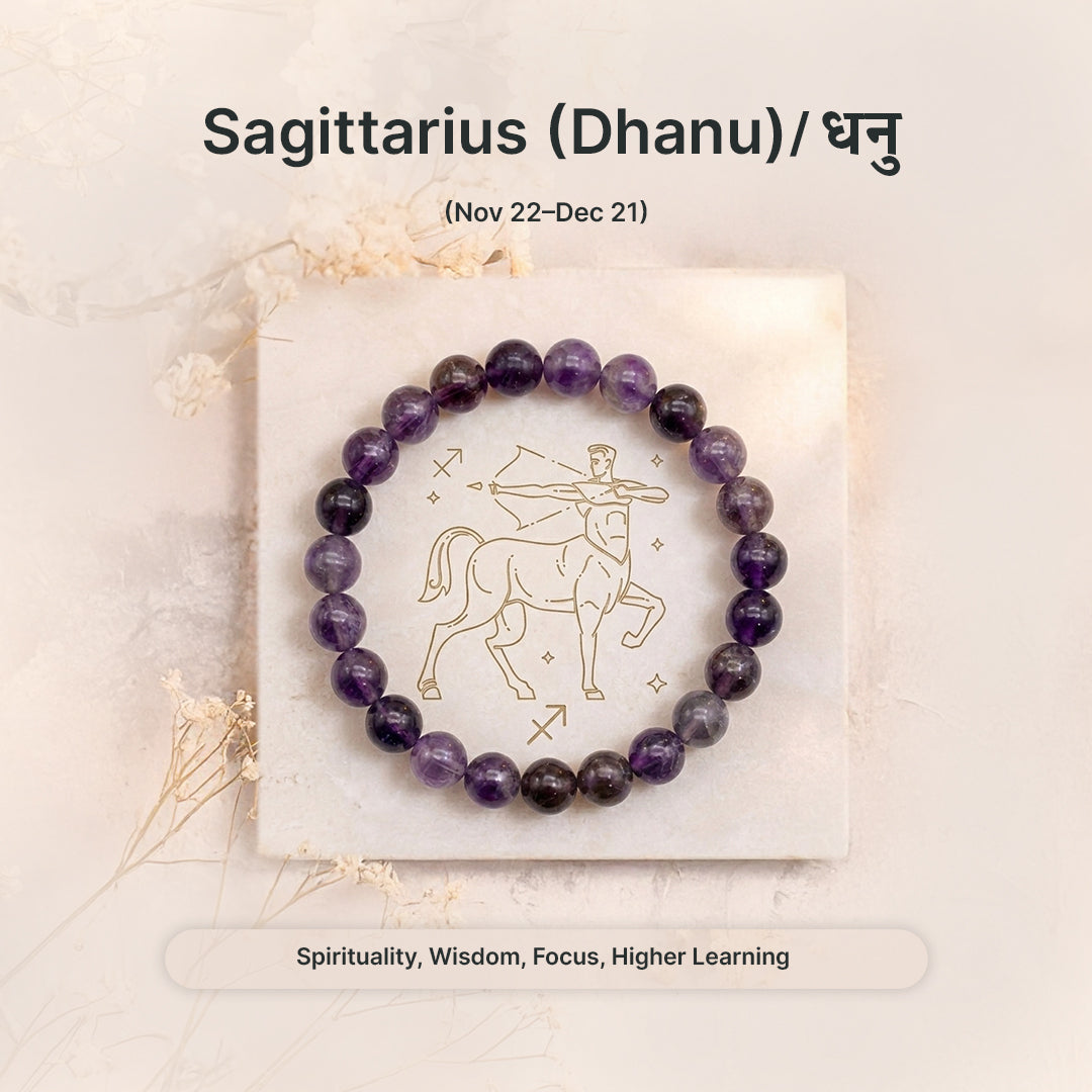 Zodiac Sagittarius Natural Amethyst Bracelet