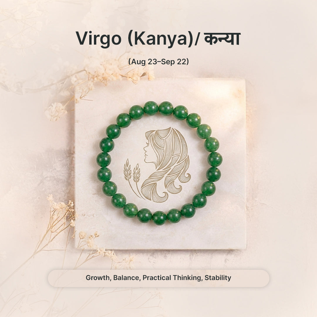 Zodiac Virgo Natural Green Agate Bracelet
